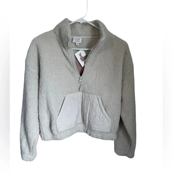 Cozie by Pink Rose Sherpa Crop 1/4 Zip size XS - Picture 1 of 4